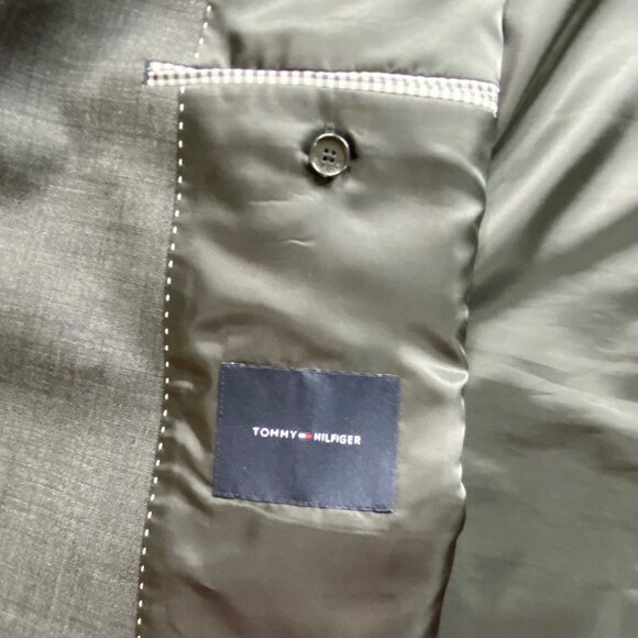 Tommy Hilfiger Blazer Mens 48R Drak Grey Wool-Blend Suit Jacket Sport Coat - Picture 2 of 15